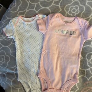 Valentines Adored Pink and White Baby Onesies
